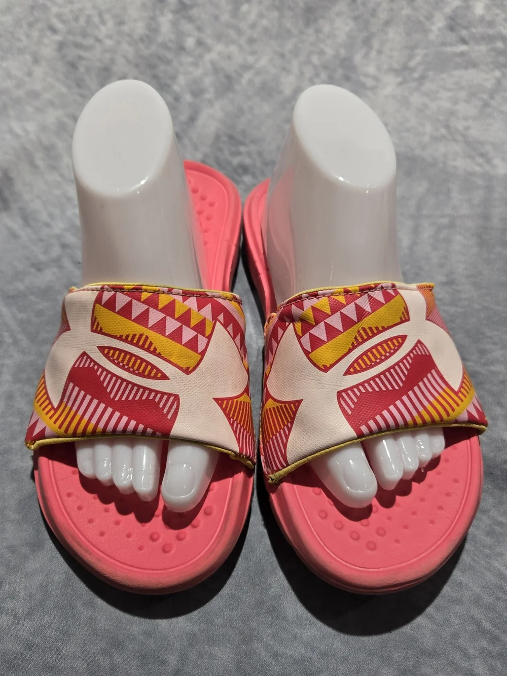 Under Armour Pink & Yellow Patterned Girls' Slide Sandals